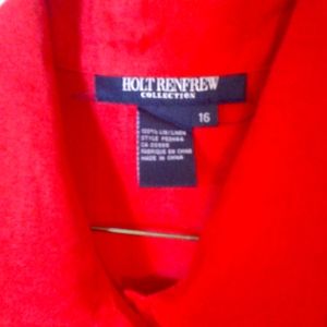Women's red button up blouse size 16